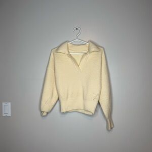 Chic Cream V-Neck Sweater for Women